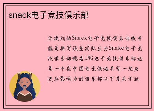 snack电子竞技俱乐部